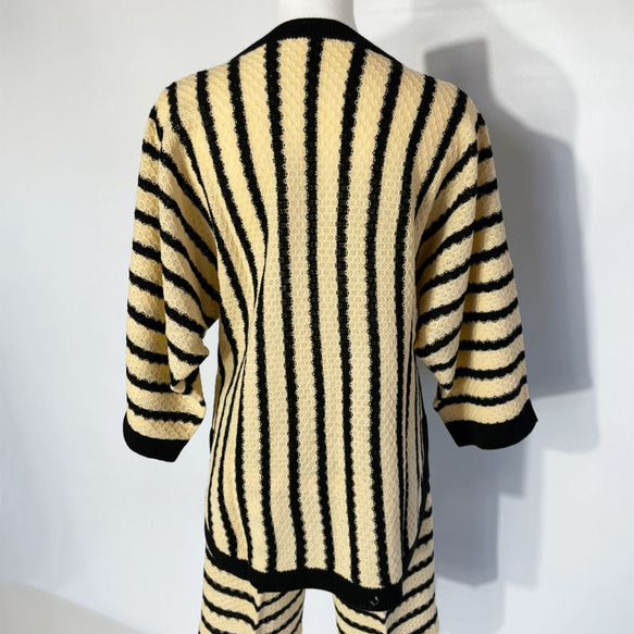 サマーニット✿ ブラック＆イエロー ストライプ チュニック　343 BLACK YELLOW STRIPE TUNIC 3枚目の画像