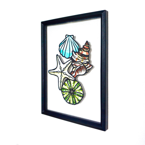 ちぎり絵×切り絵】原画アート 『kai-gara（貝殻）』 絵画 紙のおくり