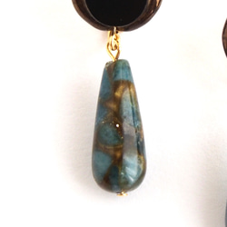 ブルー金彩石とチェコガラスのイヤリング 3枚目の画像