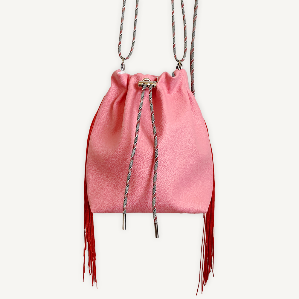 “受注制作” Fringe Kinchaku "Pink×Red"