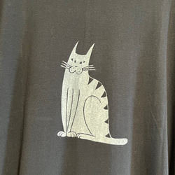 猫柄　レディースTシャツフレアワンピース綿100％【S～4L】 4枚目の画像