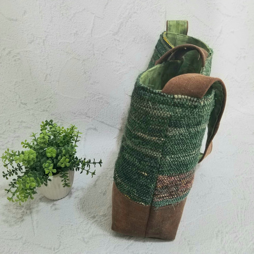 裂き織り ハンドメイド ショルダーバッグ ショルダーバッグ 染め