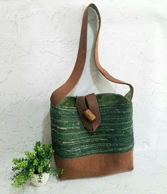 裂き織り ハンドメイド ショルダーバッグ ショルダーバッグ 染め