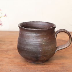 備前焼 コーヒーカップ(中)　ロクロ目・サンギリ　c6-057 1枚目の画像