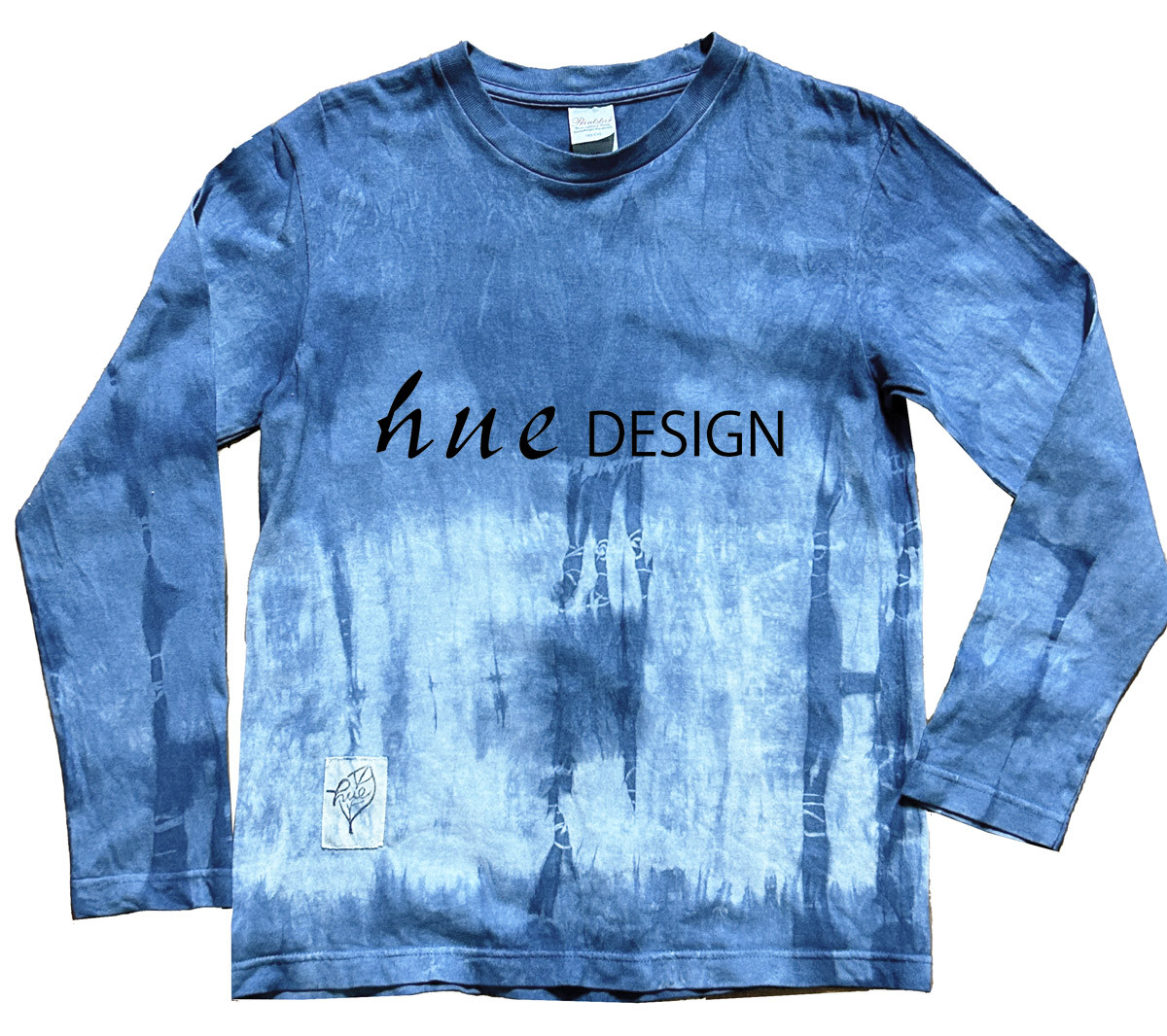 Tシャツ長袖 藍色レディースLサイズ(メンズXS) no.31オリジナル 藍染 絞り 手染め カジュアル 母の日