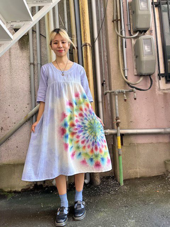 紮染染長裙 Hippies Dye 最新作品 溫柔的薰衣草與華麗的御本尊 HD16-57 第4張的照片