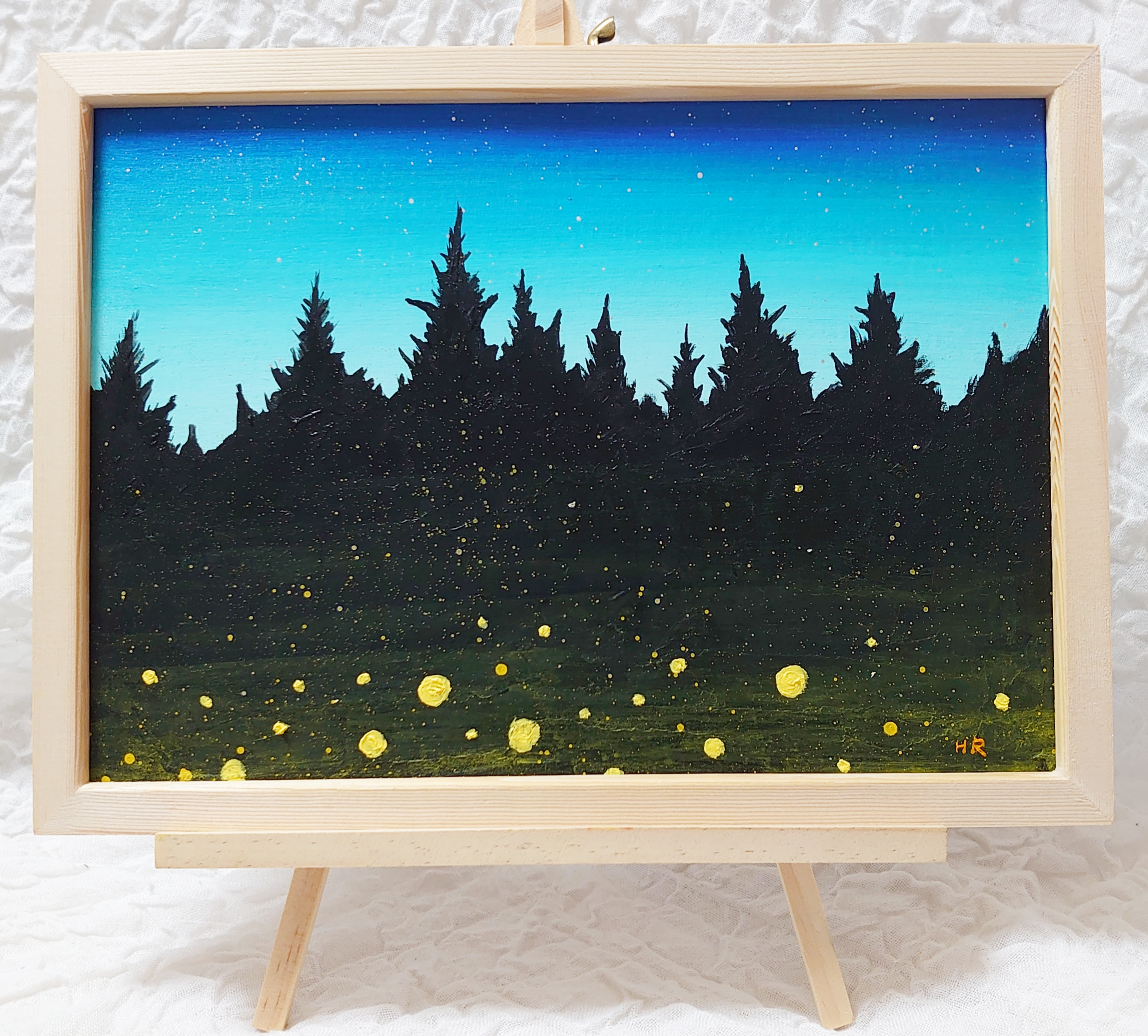 油絵 絵画 【夜空と蛍】 絵画 HR 通販 14029669｜Creema(クリーマ)
