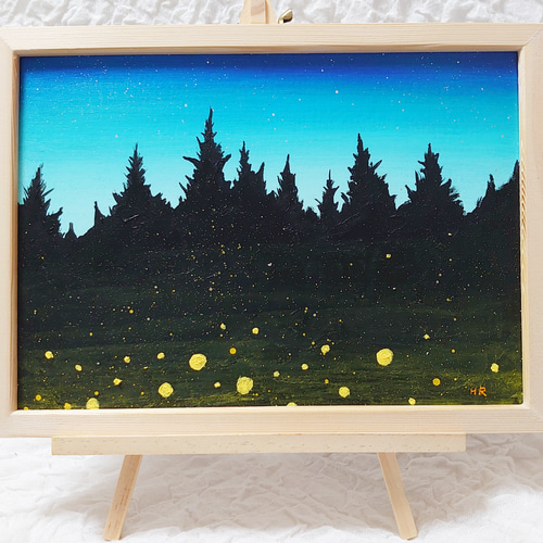油絵 絵画 原画『夢蛍』 油絵 絵画 【夜空と蛍】 絵画 HR 通販 14029669｜Creema(クリーマ)