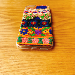 青いオリエンタルの花刺繍 iPhoneケース iPhone12 iPhone12pro iPhone13 13mini 5枚目の画像