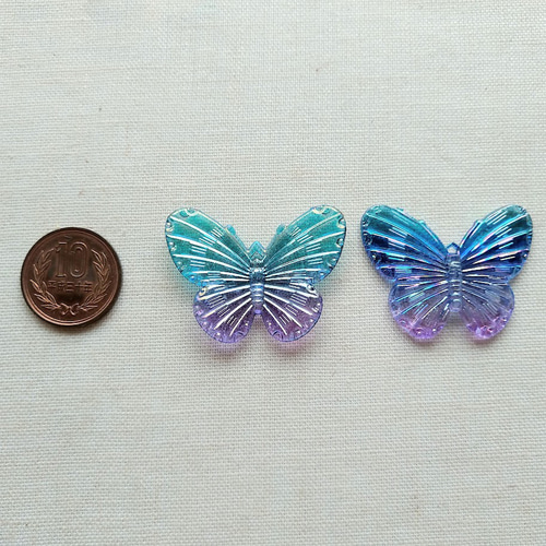 31×41mm 蝶のデコパーツ オーロラバイカラー 4種×2 8個セット P865