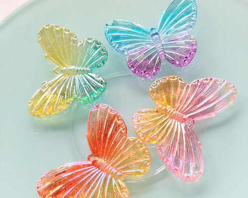 31×41mm 蝶のデコパーツ オーロラバイカラー 4種×2 8個セット P865