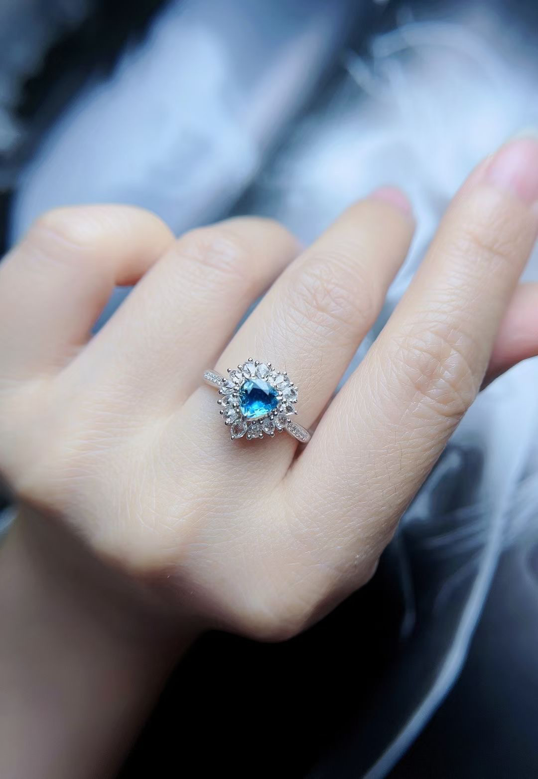 天然パライバトルマリン ダイヤ リング 0.51ct k18 ¥ 指輪・リング