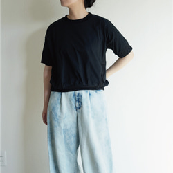 【浴衣ルームウェアNanafu】が作った大人のリブ切り替えTシャツ（ブラック）【 綿100% 】 Nanafu 2枚目の画像