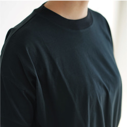 【浴衣ルームウェアNanafu】が作った大人のリブ切り替えTシャツ（ブラック）【 綿100% 】 Nanafu 4枚目の画像