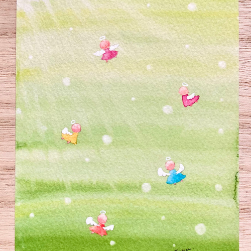 癒しの絵　水彩画 癒しの絵水彩画エンジェル