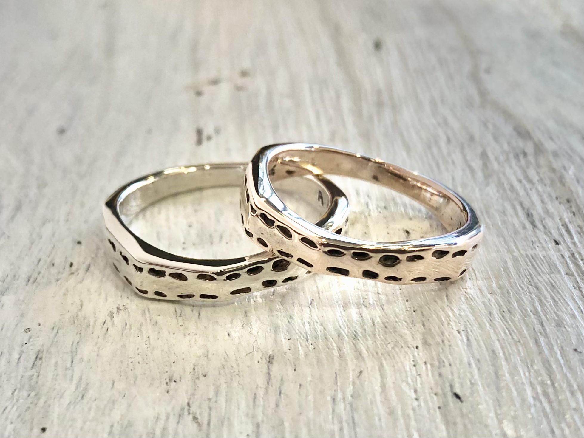 ピンク&プラチナシルバー /縫い目模様ペアリング 【S&S】 / N102 / ケンジハウス