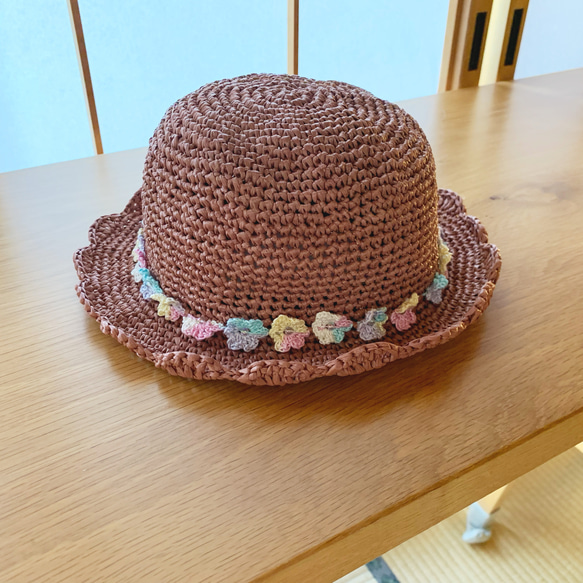 レーヨン糸のキッズ帽子[テラコッタ] 1枚目の画像