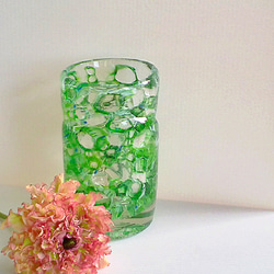 Rock　/　吹きガラス　/　ガラスの花瓶　/　グリーン系　 2枚目の画像