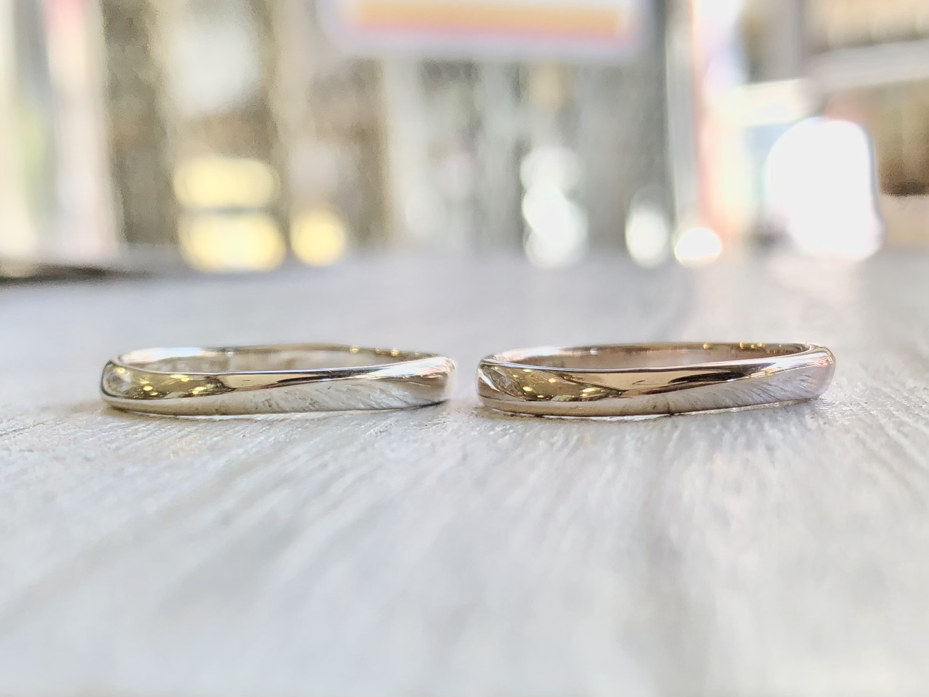 ピンク&プラチナシルバー/ゆるいひねりのペアリング / src2682 / ケンジハウス