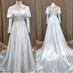 シンプル クラシカル ウェディングドレス ロングトレーンドレス 503