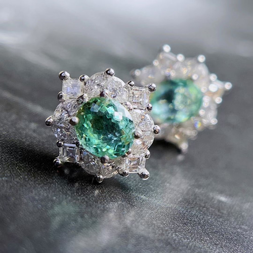 天然パライバトルマリン ダイヤ ピアス1.2ct k18 ¥