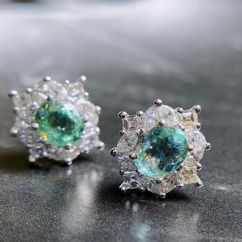 天然パライバトルマリン ダイヤ ピアス1.2ct k18 ¥