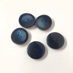 レトロ サークル ボタン ブルー 17.5mm 5個セット aq-386 3枚目の画像