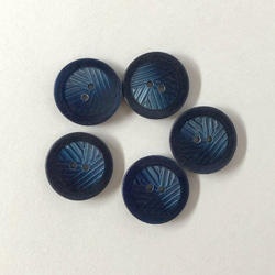 レトロ サークル ボタン ブルー 17.5mm 5個セット aq-386 1枚目の画像