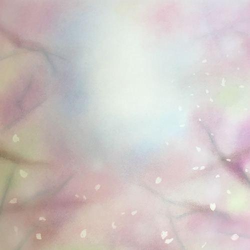 零れ桜（パステル画 原画） 絵画 にゃんずら 通販 14031123