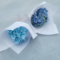 再販♥️2　ちょっとしたプレゼントにいかがですか？　紫陽花守り　プリザーブドフラワー　紫陽花　ブルー　水色　爽やか 8枚目の画像