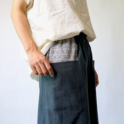 口袋寬褲/黑色/三河紡織 第5張的照片