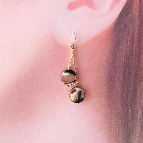 14kgfフローライト マザオパカービングピアス 14kgfフローライト マザ