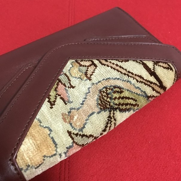 トルコの最高級へレケ絨毯生地を使った牛革長財布 鳥