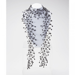 【刺繍ネックレス】DNAラリエット　フォーマル　ラメ　糸　軽い　洗える　金属アレルギー　ラグジュアリー 2枚目の画像