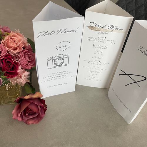 結婚式 テーブルナンバー フォトサイン ドリンクメニュー メニュー表
