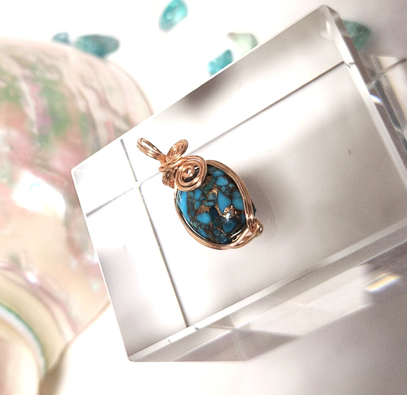 マトリックスターコイズペンダントトップ Coco Ange シリーズ】華やかなマトリックスターコイズ！邪の気から守り