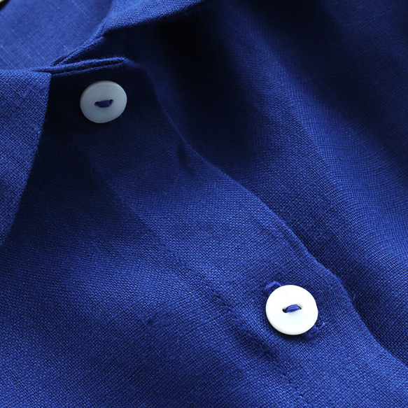 亞麻 2way 短袖襯衫連衣裙（寶藍色）OP04。 第9張的照片