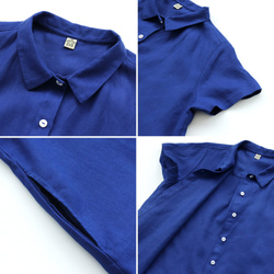 亞麻 2way 短袖襯衫連衣裙（寶藍色）OP04。 第10張的照片
