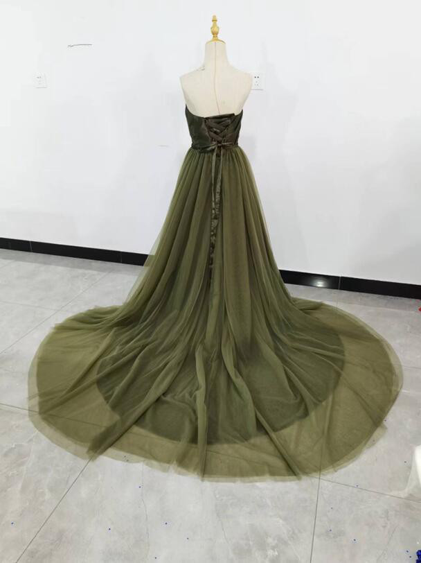 高品質！優雅グリーン上質オーガンジープリンセスラインカラードレス 披露宴/ お呼ばれ/二次会ノ演奏会/発表会など/教会式