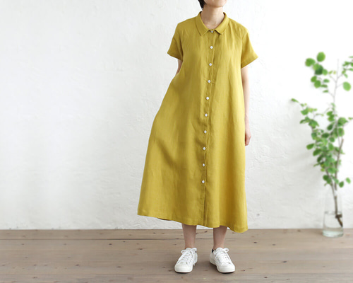 美品✨エルメス ルメール期 フレンチスリーブシャツワンピース イエロー 美品✨エルメス ゴルチエ期 フレンチスリーブシャツワンピース