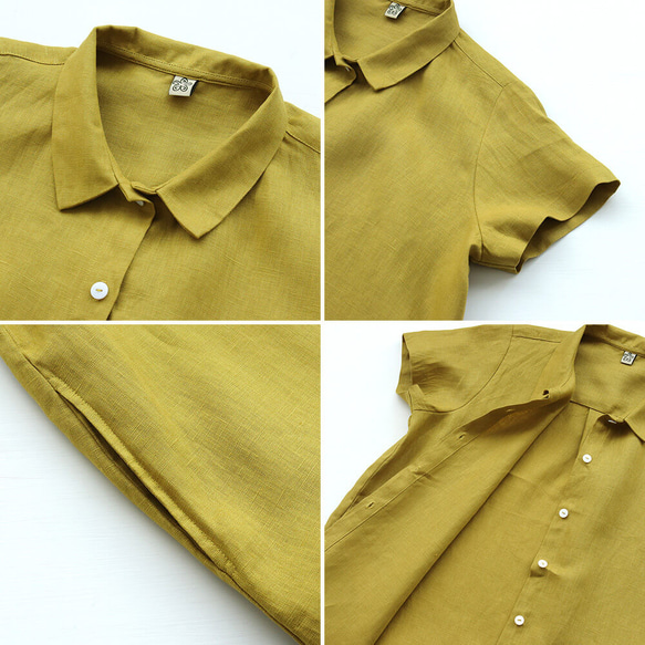 亞麻 2way 短袖襯衫連衣裙（金絲雀黃）OP04。 第10張的照片