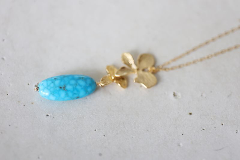 14KGF kingman turquoise necklace[kgf5008]