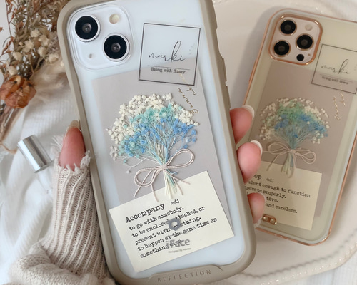 ぎっしりかすみ草のスマホリング　bluegraymix ぎっしりかすみ草のスマホリング bluegraymix ぎっしりかすみ草の