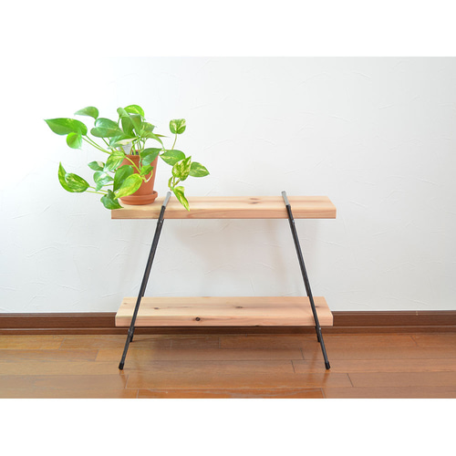 月と華 アイアンシェルフ 1100×300×475 杉合板2段 月と