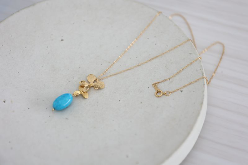 14KGF kingman turquoise necklace[kgf5010]