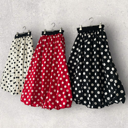 赤ドッド バルーンスカート フレアスカート REMAKER 通販 14032599