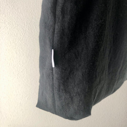 【巾着付き】素敵な裏地のリネンエコバッグ・ノワール 4枚目の画像