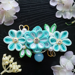 ちりめんボール メタリックヤーン つまみ細工 タッセル 牡丹 髪飾り