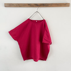 ダブルガーゼ半袖Tシャツ。赤。【受注製作】 10枚目の画像
