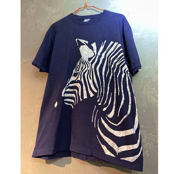 シマウマ横顔　ローケツ染めTシャツ　サイズS~XL 3枚目の画像